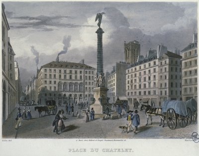 The Place du Chatelet, Paris, engraved by Frederic Martens (1809-75) 1832 by Carlo Gilio